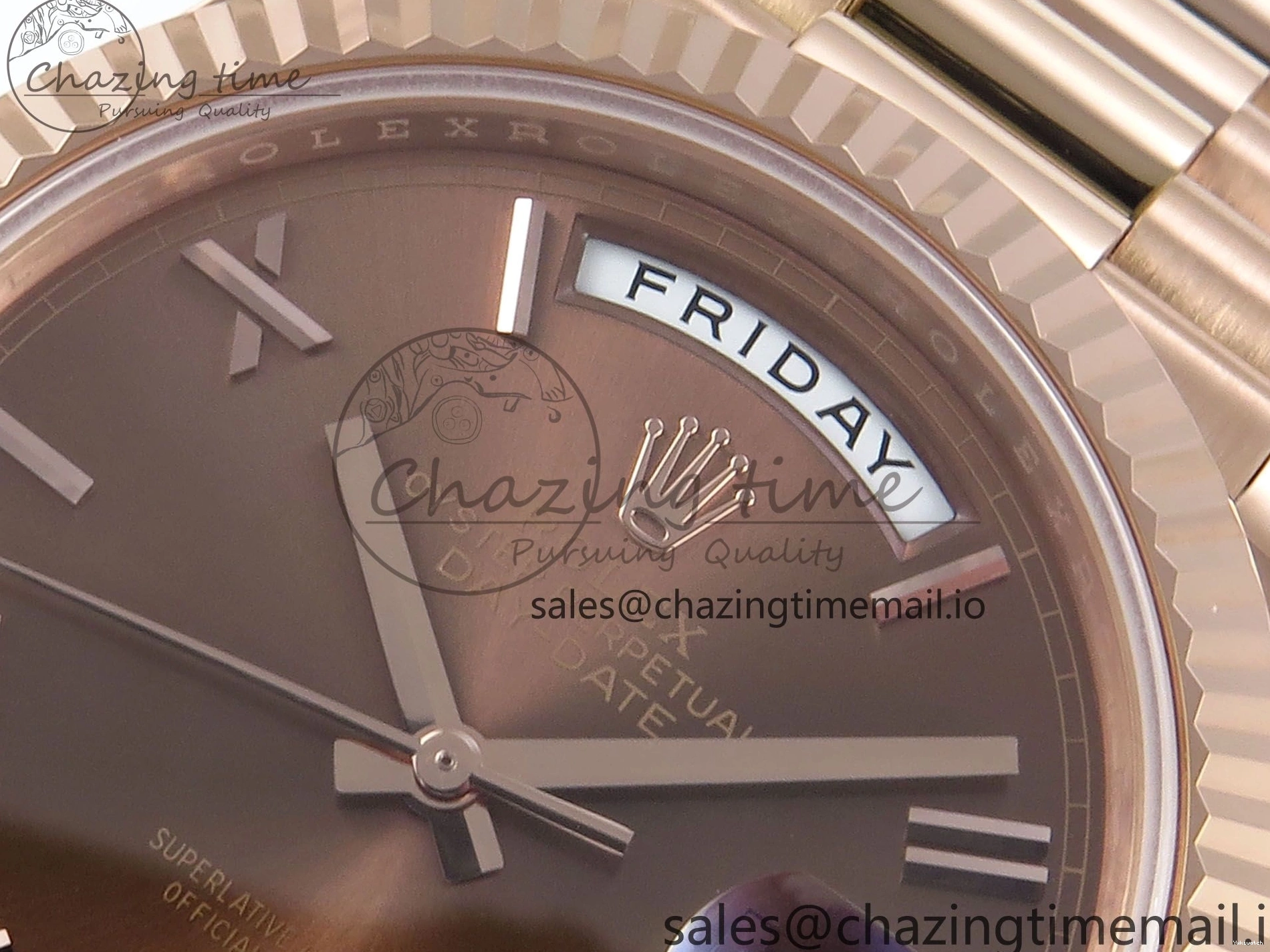 (Gain Best 40 RG A2836 Brown 228235 1:1 Weight) Noob Dial Edition Roman Bracelet President Date Day on 0326